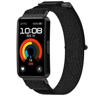 For Huawei Band 9 NFC Loop Nylon Hook and Loop Fastener Watch Band(Black Gray)