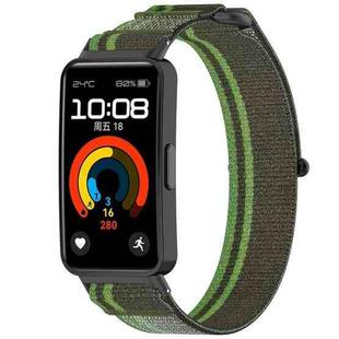 For Huawei Band 9 Loop Nylon Hook and Loop Fastener Watch Band(Blackish Green)