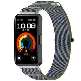 For Huawei Band 9 Loop Nylon Hook and Loop Fastener Watch Band(Green Gray)