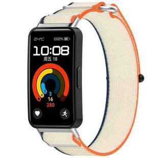 For Huawei Band 9 Loop Nylon Hook and Loop Fastener Watch Band(Orange Beige)