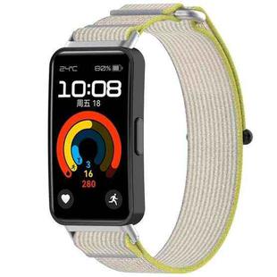 For Huawei Band 8 NFC Loop Nylon Hook and Loop Fastener Watch Band(Yellow Gray)