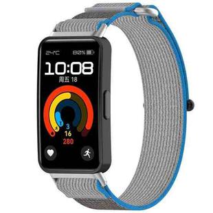 For Huawei Band 8 NFC Loop Nylon Hook and Loop Fastener Watch Band(Blue Gray)
