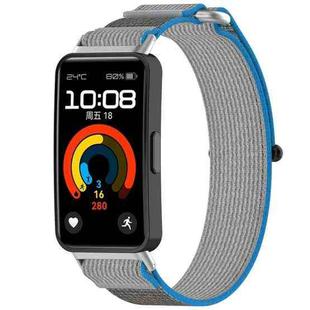 For Huawei Band 8 Loop Nylon Hook and Loop Fastener Watch Band(Blue Gray)