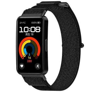 For Huawei Band 8 Loop Nylon Hook and Loop Fastener Watch Band(Black Gray)