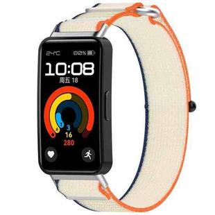 For Huawei Band 8 Loop Nylon Hook and Loop Fastener Watch Band(Orange Beige)