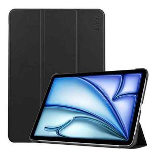 For iPad Air 13 2024 ENKAY Tri-fold Custer Texture Platic Leather Smart Tablet Case(Black)