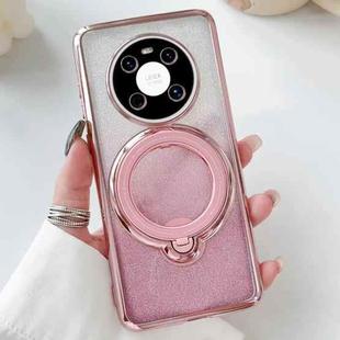 For Huawei Mate 40 Rotation MagSafe Holder Gradient Glitter TPU Phone Case(Pink)