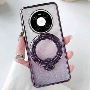 For Huawei Mate 40 Pro Rotation MagSafe Holder Gradient Glitter TPU Phone Case(Night Purple)