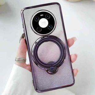 For Huawei Mate 40 Pro+ Rotation MagSafe Holder Gradient Glitter TPU Phone Case(Night Purple)