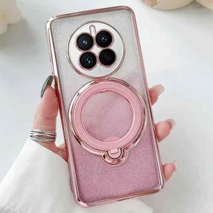 For  Huawei Mate 50 Rotation MagSafe Holder Gradient Glitter TPU Phone Case(Pink)