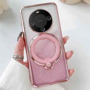 For Huawei Mate 60 Rotation MagSafe Holder Gradient Glitter TPU Phone Case(Pink)