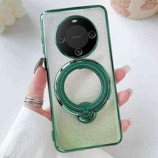 For Huawei Mate 60 Rotation MagSafe Holder Gradient Glitter TPU Phone Case(Pine Green)