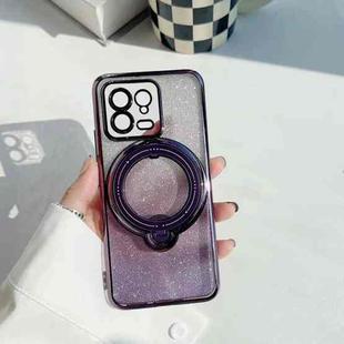 For Xiaomi 12T / 12T Pro Rotation MagSafe Holder Gradient Glitter TPU Phone Case(Night Purple)