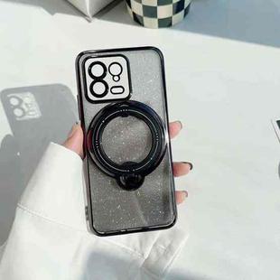 For Xiaomi  Poco X4 Pro Rotation MagSafe Holder Gradient Glitter TPU Phone Case(Black)