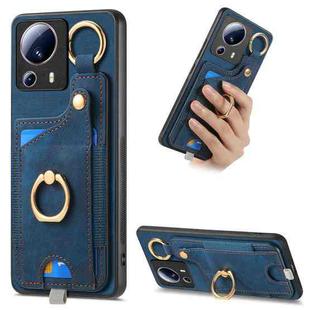 For Xiaomi 13 Lite Retro Skin-feel Ring Card Bag Phone Case with Hang Loop(Blue)