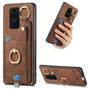 For Redmi Note 9 4G Retro Skin-feel Ring Card Bag Phone Case with Hang Loop(Brown)