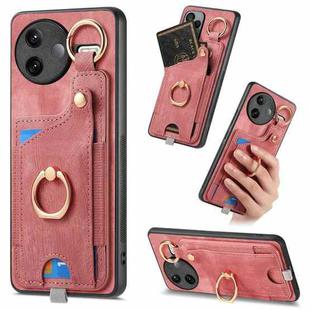 For Redmi K80 / Poco F7 Pro Retro Skin-feel Ring Card Bag Phone Case with Hang Loop(Pink)