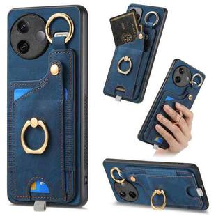 For Redmi K80 / Poco F7 Pro Retro Skin-feel Ring Card Bag Phone Case with Hang Loop(Blue)
