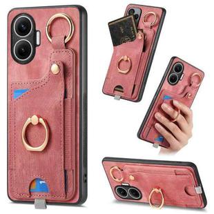 For Redmi Turbo 4 Pro Retro Skin-feel Ring Card Bag Phone Case with Hang Loop(Pink)