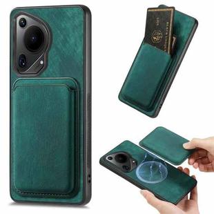 For Huawei Pura 70 Retro Leather Card Bag Magnetic Phone Case(Green)