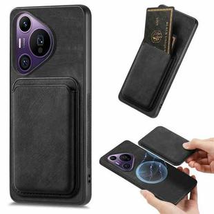 For Huawei Pura 70 Pro Retro Leather Card Bag Magnetic Phone Case(Black)