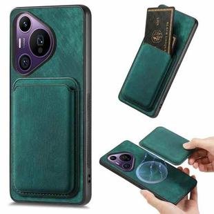 For Huawei Pura 70 Pro+ Retro Leather Card Bag Magnetic Phone Case(Green)