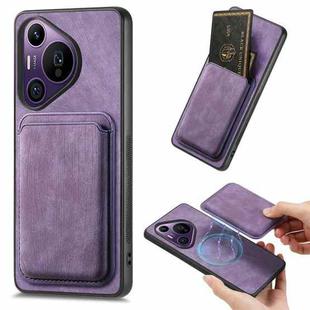 For Huawei Pura 70 Pro+ Retro Leather Card Bag Magnetic Phone Case(Purple)