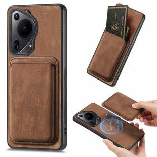 For Huawei Pura 70 Ultra Retro Leather Card Bag Magnetic Phone Case(Brown)