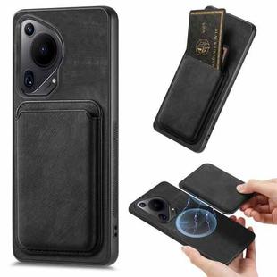 For Huawei Pura 70 Ultra Retro Leather Card Bag Magnetic Phone Case(Black)
