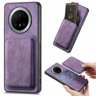 For Huawei Mate 70 Pro Retro Leather Card Bag Magnetic Phone Case(Purple)