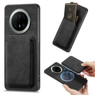 For Huawei Mate 70 Pro Retro Leather Card Bag Magnetic Phone Case(Black)