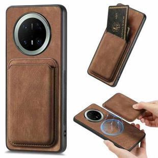 For Huawei Mate 70 Pro+ Retro Leather Card Bag Magnetic Phone Case(Brown)