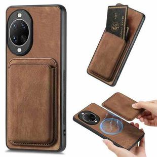 For Huawei nova 14 Pro Retro Leather Card Bag Magnetic Phone Case(Brown)