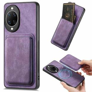 For Huawei nova 14 Pro Retro Leather Card Bag Magnetic Phone Case(Purple)