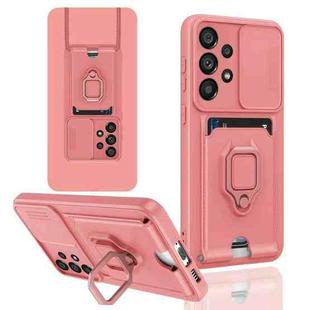 For Samsung Galaxy A23 4G / 5G Sliding Camshield Magnetic Card Holder Silicone Phone Case(Pink)