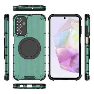 For Samsung Galaxy A35 5G Raster Airbag Anti-fall Rotating Bracket Phone Case(Green)