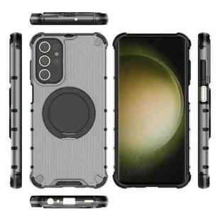 For Samsung Galaxy S23 Ultra 5G Raster Airbag Anti-fall Rotating Bracket Phone Case(Transparent Black)