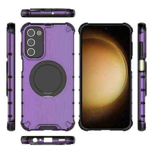 For Samsung Galaxy S23+ 5G Raster Airbag Anti-fall Rotating Bracket Phone Case(Purple)