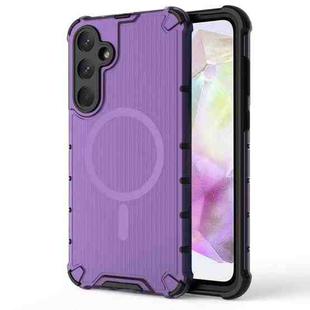 For Samsung Galaxy A35 5G Grating Airbag Shockproof MagSafe Frosted Phone Case(Purple)
