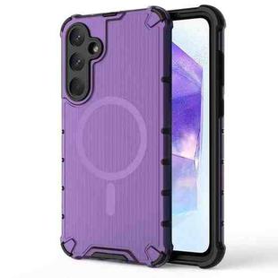 For Samsung Galaxy A55 5G Grating Airbag Shockproof MagSafe Frosted Phone Case(Purple)