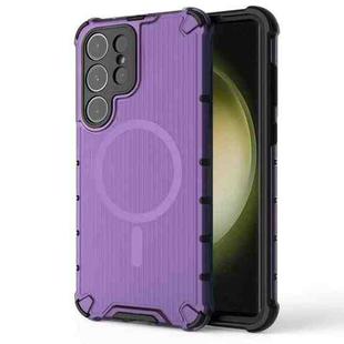 For Samsung Galaxy S23 Ultra 5G Grating Airbag Shockproof MagSafe Frosted Phone Case(Purple)