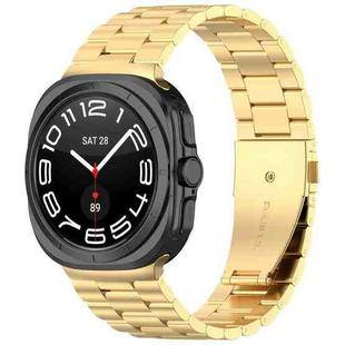 For Samsung Galaxy Watch 7 Ultra 47mm Three Beads Stainless Steel Metal Watch Band(Gold)