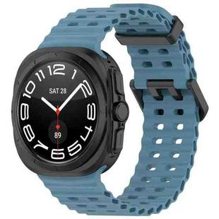 For Samsung Galaxy Watch 7 Ultra 47mm Ocean Hole Dual Buckle Silicone Watch Band(Rock Blue)