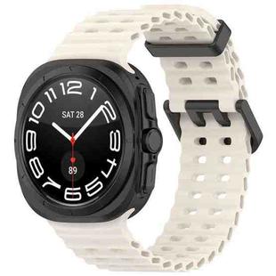 For Samsung Galaxy Watch 7 Ultra 47mm Ocean Hole Dual Buckle Silicone Watch Band(Starlight)
