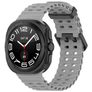 For Samsung Galaxy Watch Ultra 47mm Ocean Hole Dual Buckle Silicone Watch Band(Dark Gray)