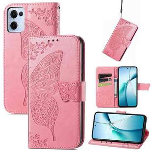 For OPPO Reno13 Butterfly Love Flower Embossed Leather Phone Case(Pink)