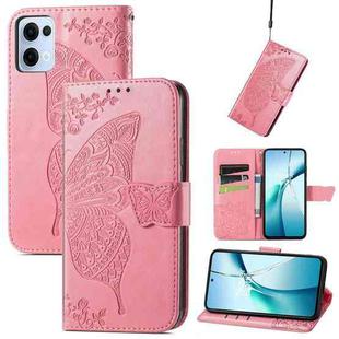 For OPPO Reno13 Pro Butterfly Love Flower Embossed Leather Phone Case(Pink)