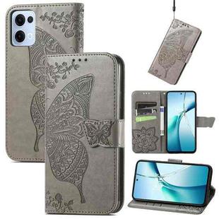 For OPPO Reno13 Pro Butterfly Love Flower Embossed Leather Phone Case(Gray)