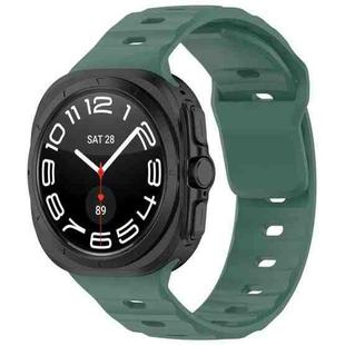 For Samsung Galaxy Watch 7 Ultra Solid Color Reverse Buckle Silicone Watch Band(Dark Green)