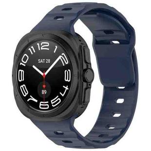 For Samsung Galaxy Watch 7 Ultra Solid Color Reverse Buckle Silicone Watch Band(Dark Blue)